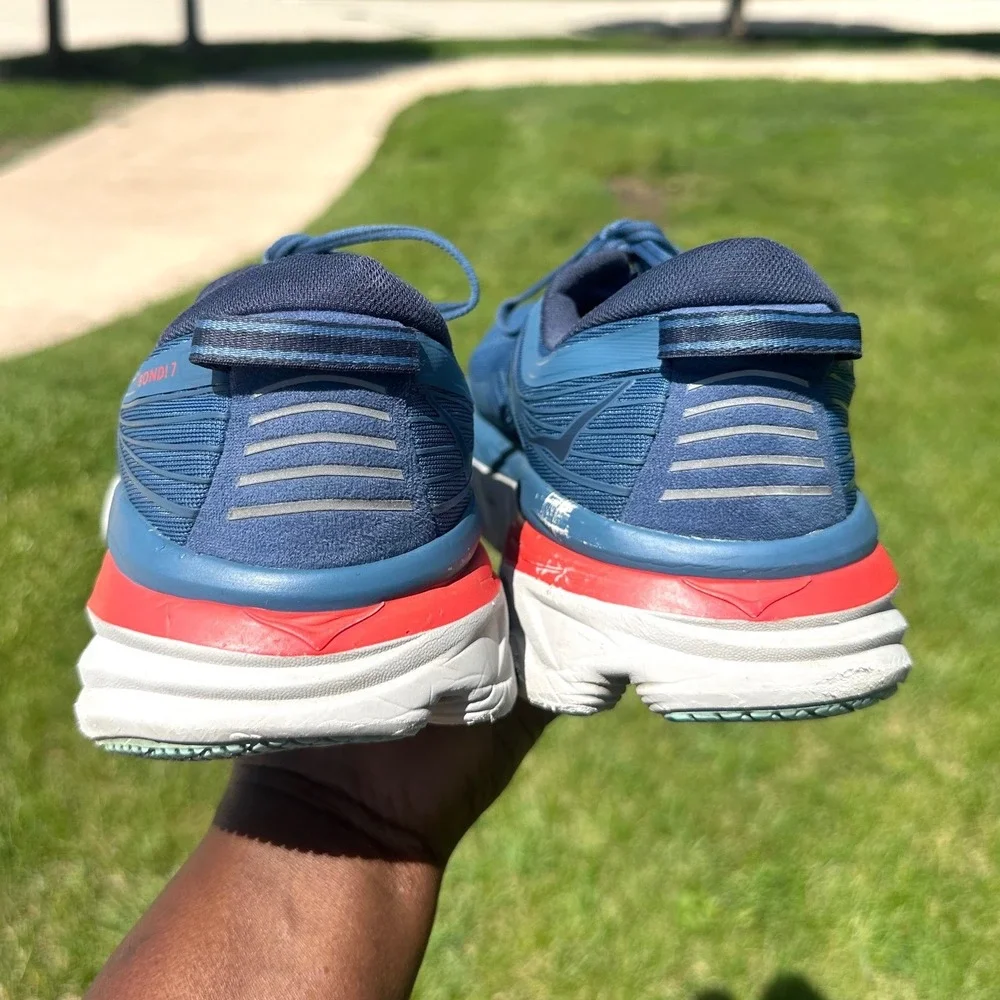 Hoka‎ Bondi 7 Men's Athletic Shoes Size 12.5 Blue Teal Running Shoes